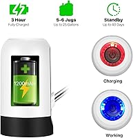 Vista 3 de Flexzion Dispensador de botellas de agua para jarras de 5/6 galones, bomba eléctrica desmontable de bebidas frías con mini caja de batería portátil