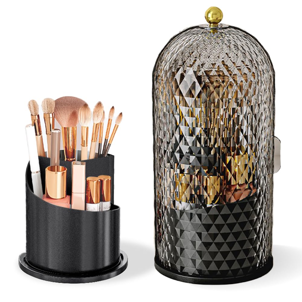 JIANGLAI Clear Black Makeup Brush Holder