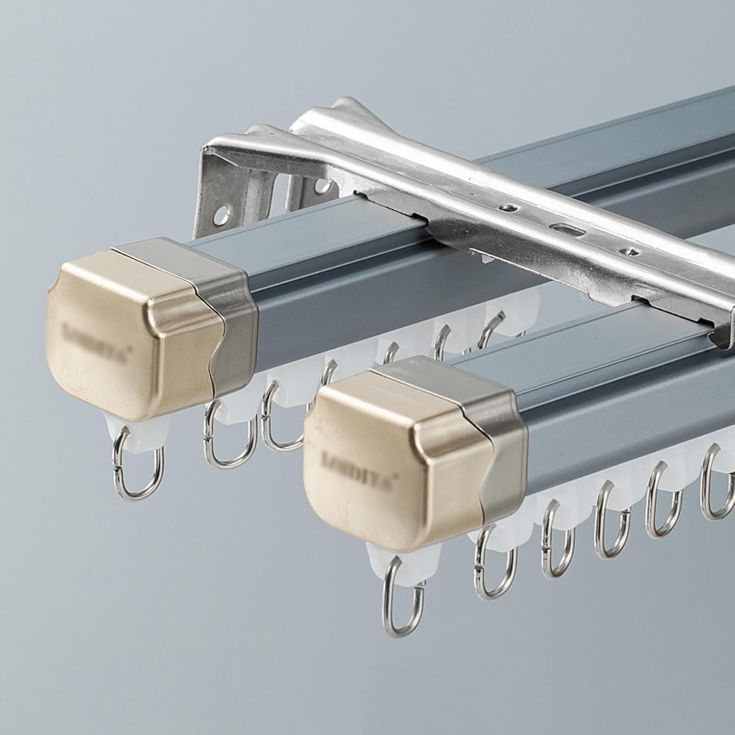 Heavy Duty Silent Luxury Track for Room Divider - Ceiling Mounted/Wall Mount Curtain Track System, 1.7m/5.58FT, B-wall2 Color, Ideal for Home & Office Privacy Solutions