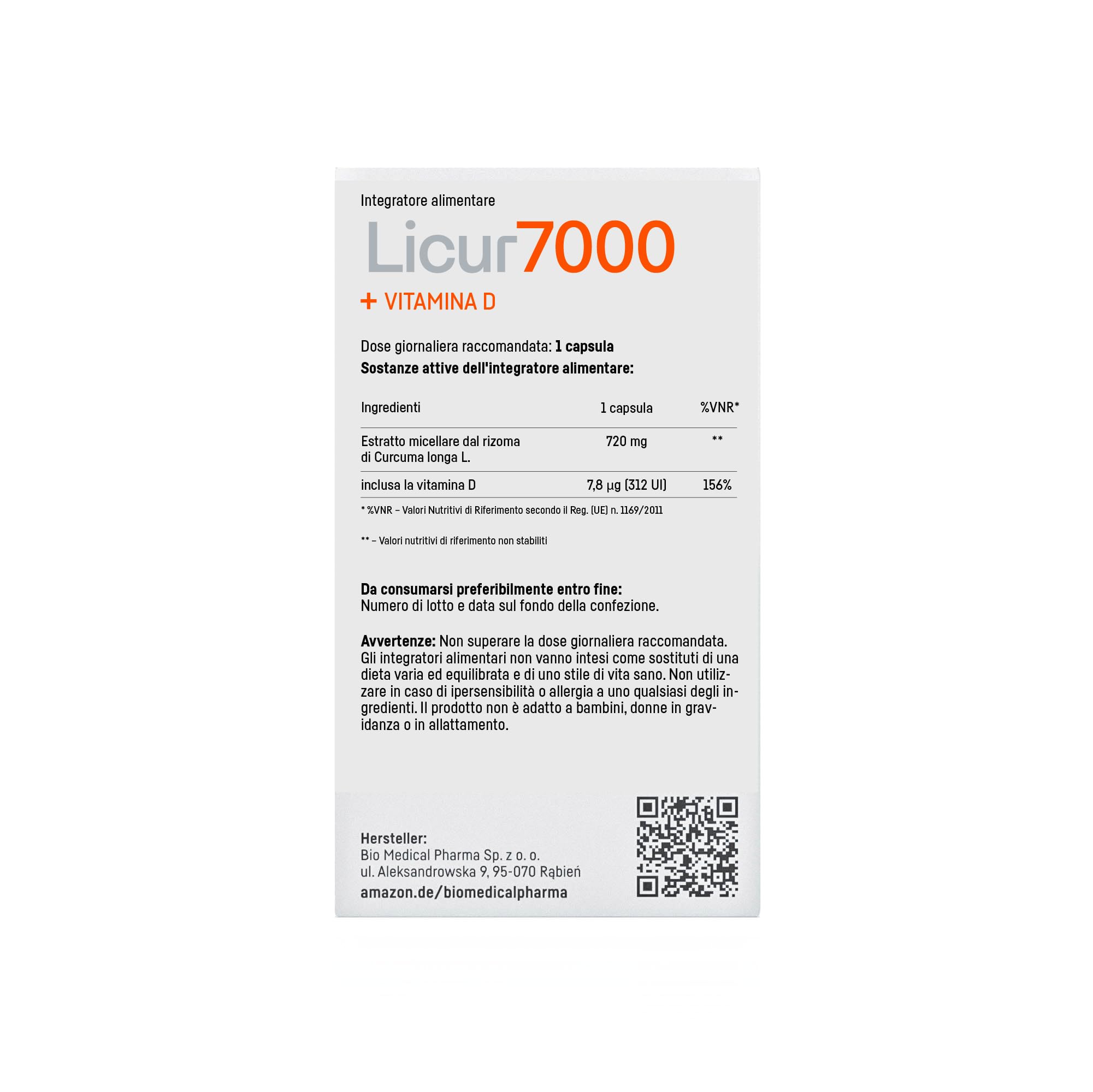 Curcuma capsule alta concentrazione - 185x biodisponibilità, curcumina micellare NovaSOL con vitamina D3, senza piperina (30 capsule)