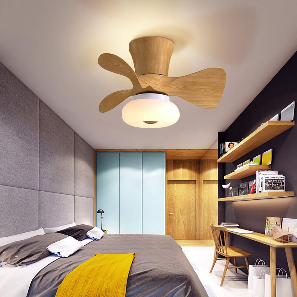 Buy SXGDX Modern Ceiling Fan with Lights,55CM Flush Wood Grain Fan with