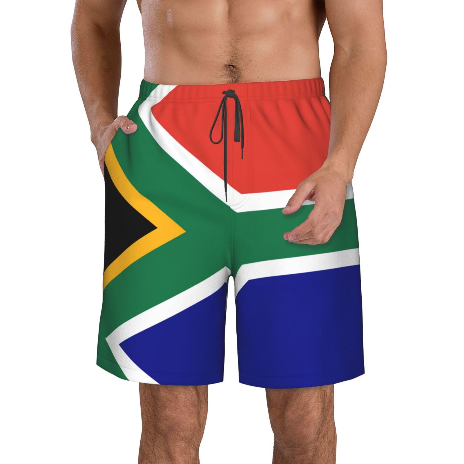 EdWal South African Flag Print Beach Shorts,Menâ€™s Swim Trunks Quick Dry Swim Shorts Board Shorts with Triangle Mesh Lining