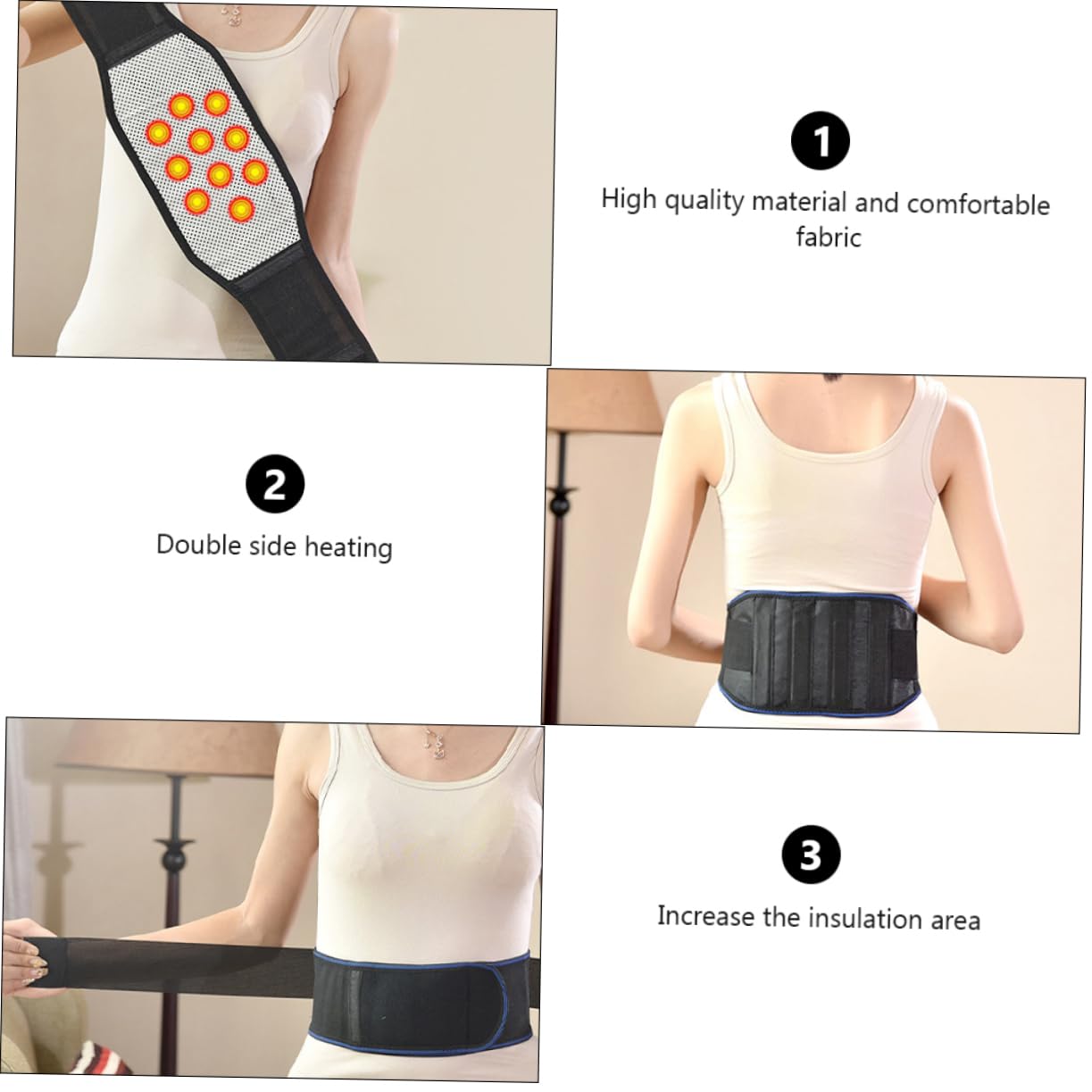 KOMBIUDA Adjustable Back Support Belt Self-heating Waistband Heat for Lower Back Pain Suitable for Sedentary People