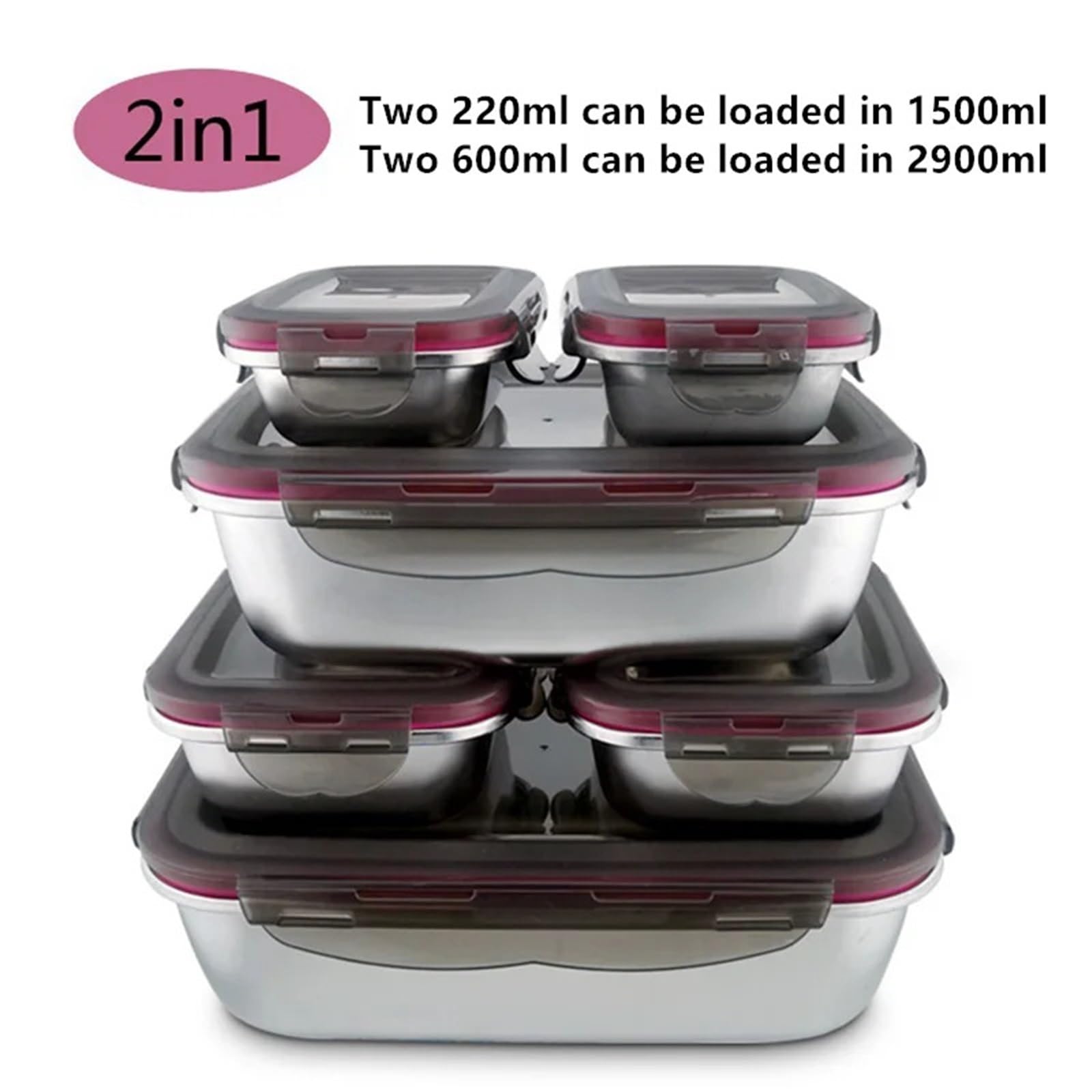 304 Edelstahl-Bento-Box, versiegelt, auslaufsicher, Reiseaufbewahrung, Frischhaltedose, Mikrowelle, Heizung, Hausboxen (X-Large)