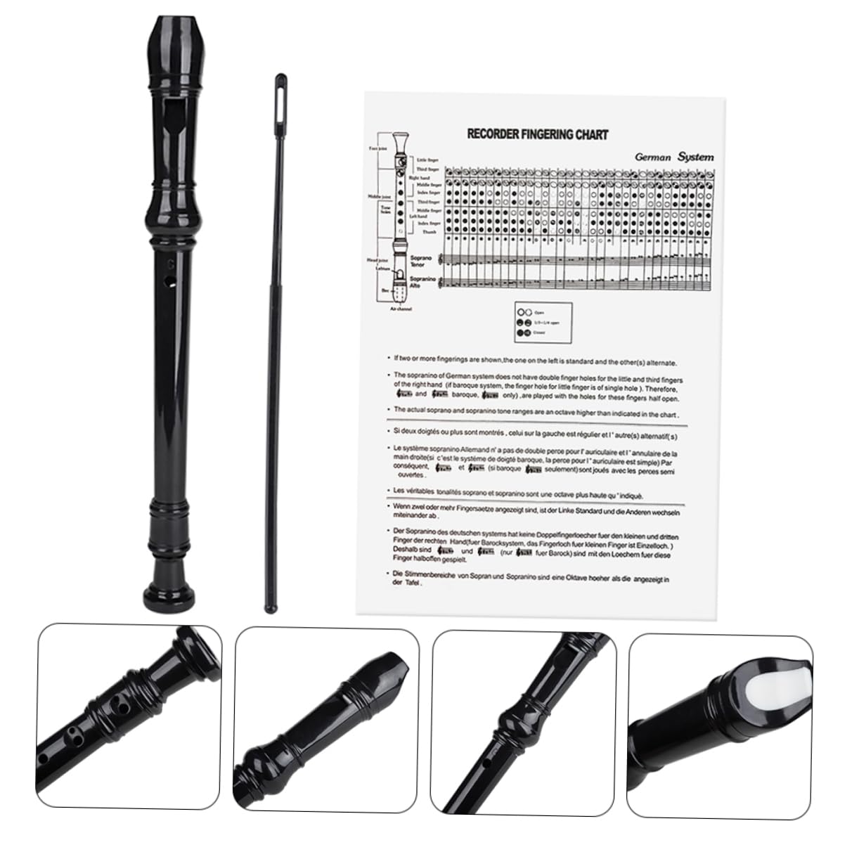 FUNOMOCYA Professional Recorder Wind Instrument with Durable Material Cleaning Guide for Beginners for Classroom Stage and Band Use Flute