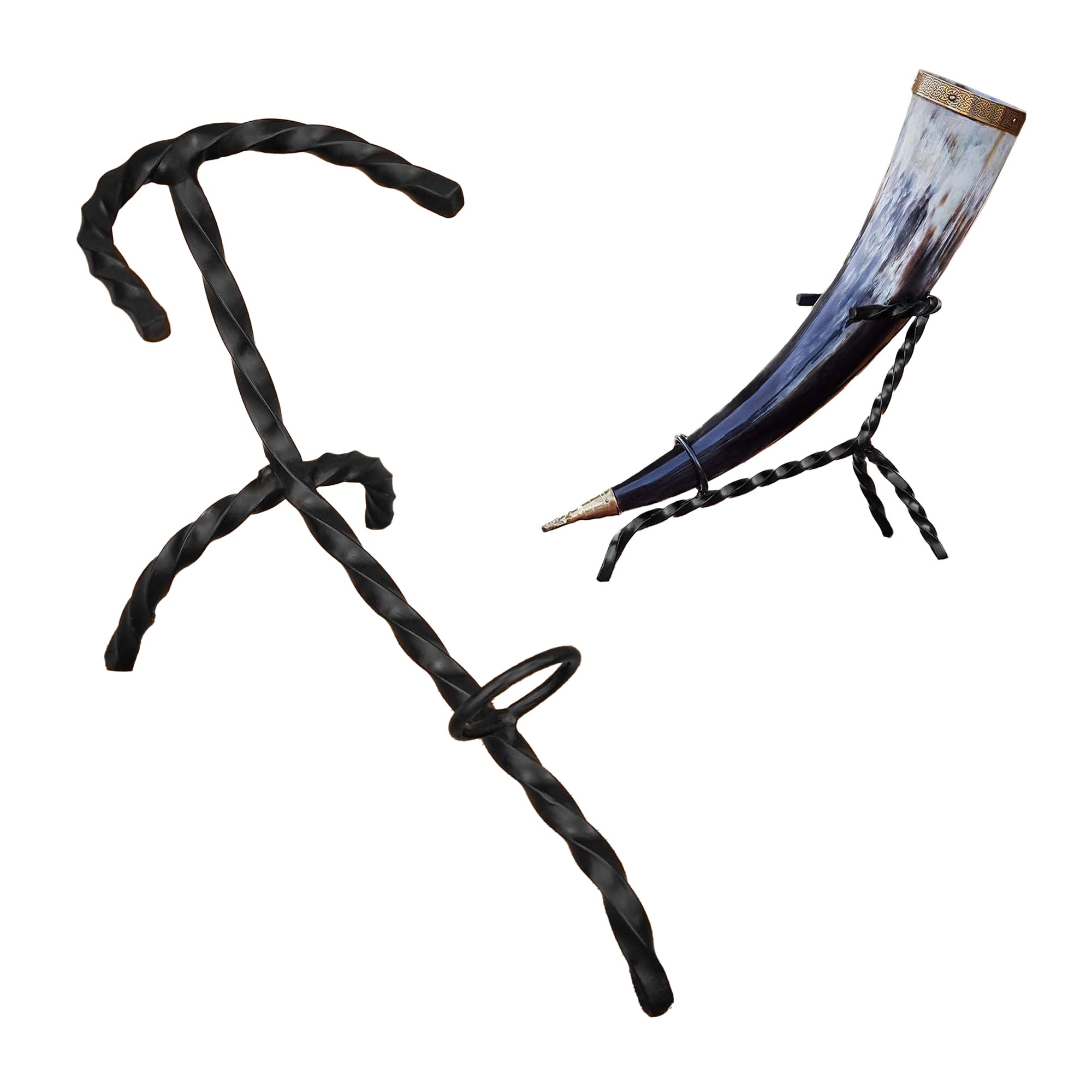 Lord Of Battles Black Medieval Hand Forged Iron Horn Stand For Drinking Horns Viking Ale Mead Horn Stand Made From Sturdy Iron For Display And Décor