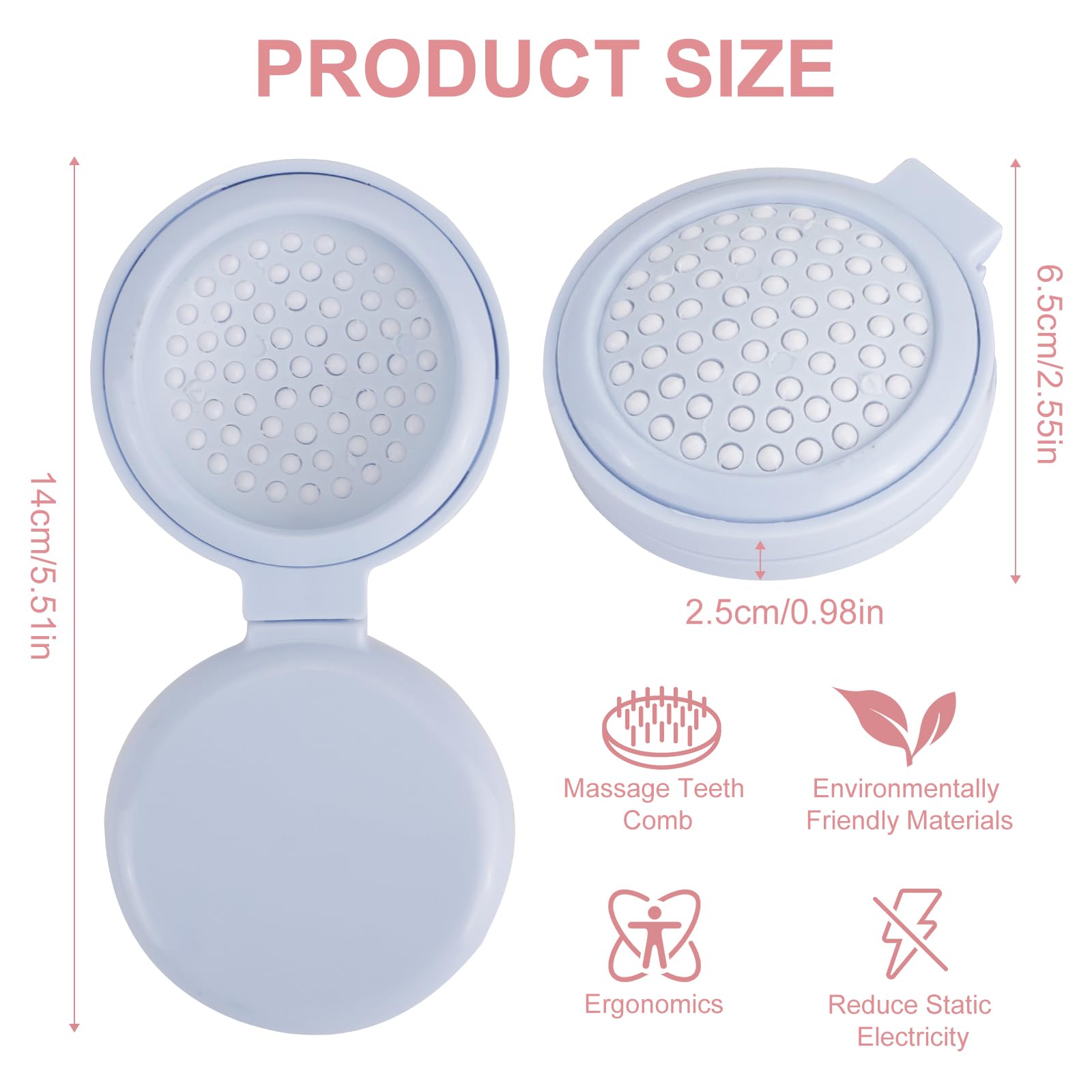 LIUCONGBD 4PCS Folding Hair Brush with Mirror, Mini Round Travel Size Hairbrush with Compact Mirror - Image 2