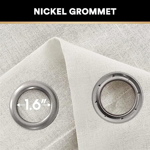 Natural Linen Blended Curtains Window Treatments Panels For Living Room Grommet Top Light Filtering Drapes Privacy Added Linen Textured Curtains, 2 Panels (Natural, 52" W X 84" L) #TOP3