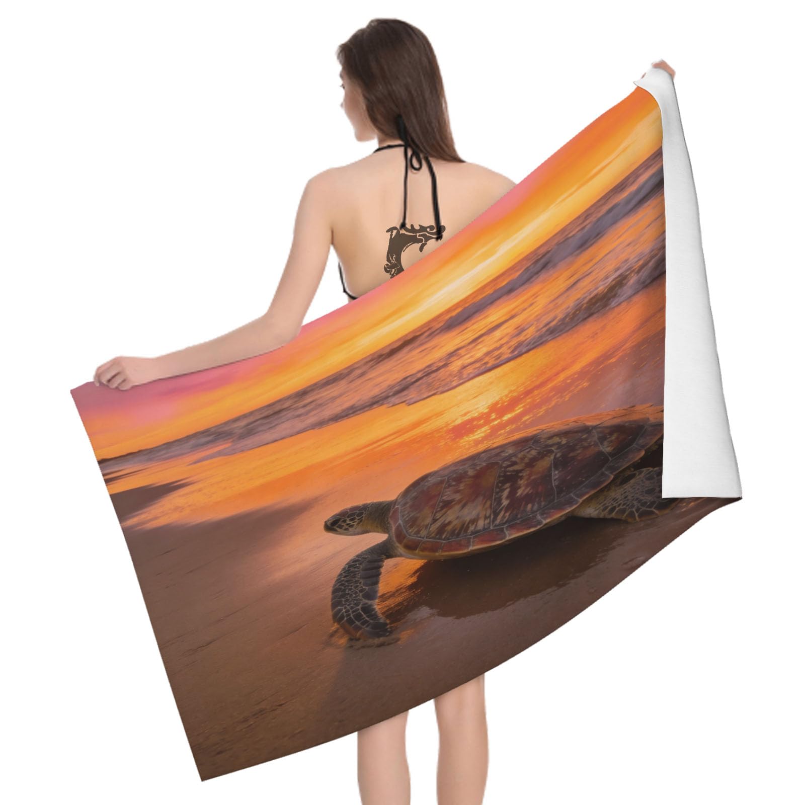 Leichong 3D Sea Turtle Beach Towel Large Microfiber Soft Quick Dry for Adults, Ocean Life Bath Towel Lightweight Soft Absorbent for Travel Swimming Pool Sports, 180 x 90 cm