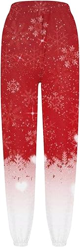 Miniatura 3 de Pijama cónico de Navidad para mujer, cónico, clásico, delgado, con bolsillos, estampado de cintura alta, pantalones deportivos cómodos