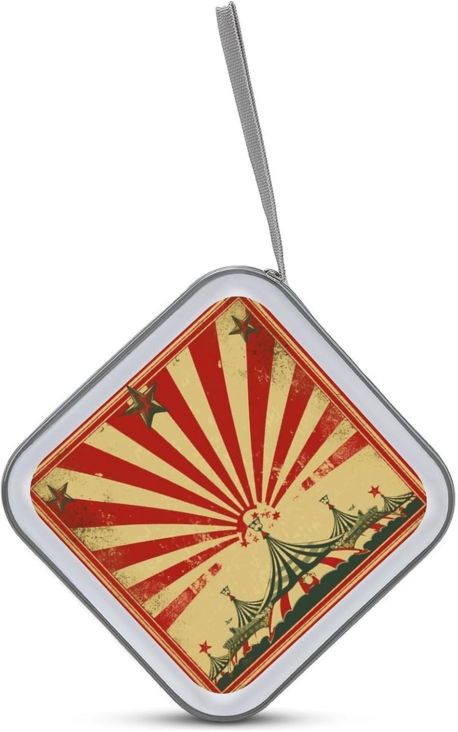 Vintage Circus Background CD Case 40 Capacity DVD Cases for Car Portable CD Boxes Holder with Zipper Protective DVD Box with Handle for Blu Ray Movie Music Audio Disk image 3
