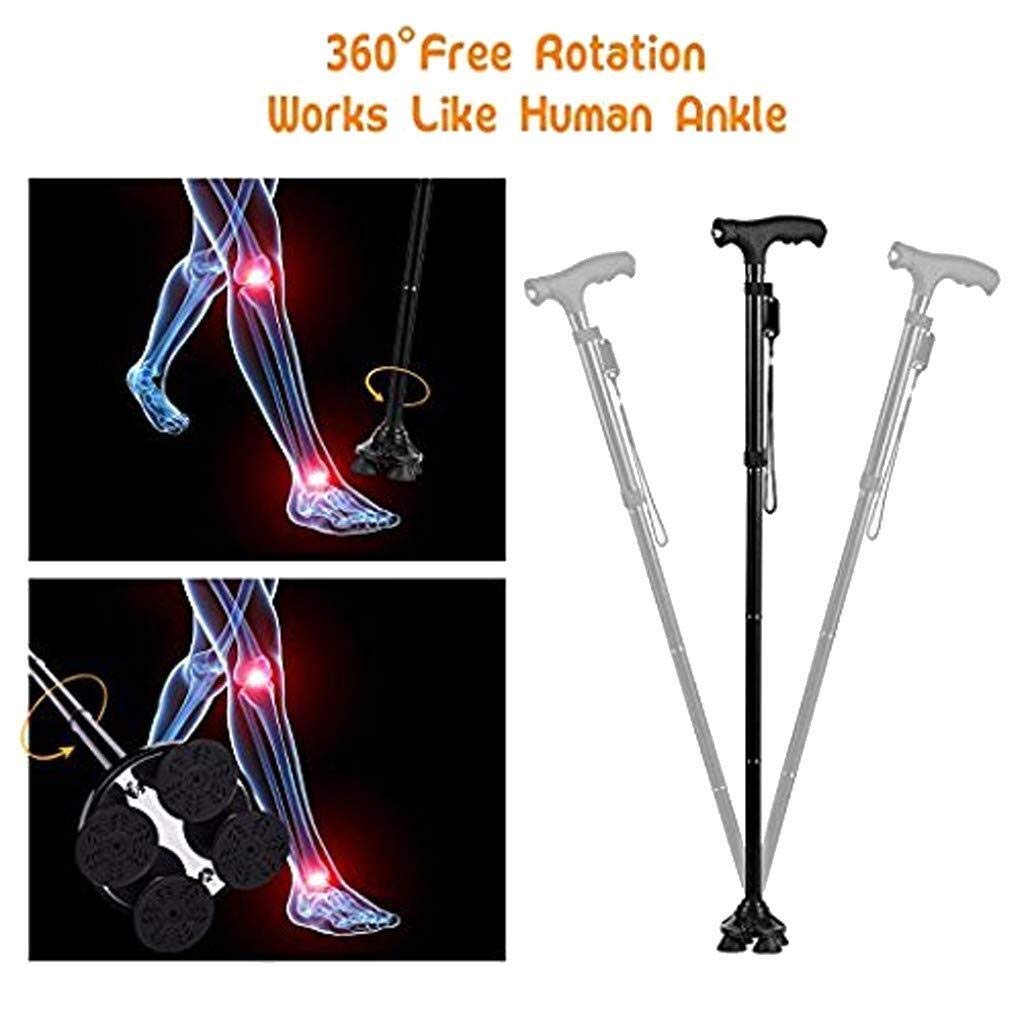 Bastón Plegable con luz LED Bastón para Caminar Bastón para Caminar Muletas Bastón ergonómicamente Ajustable, Altura Ajustable 86-96 cm Muletas Decorate