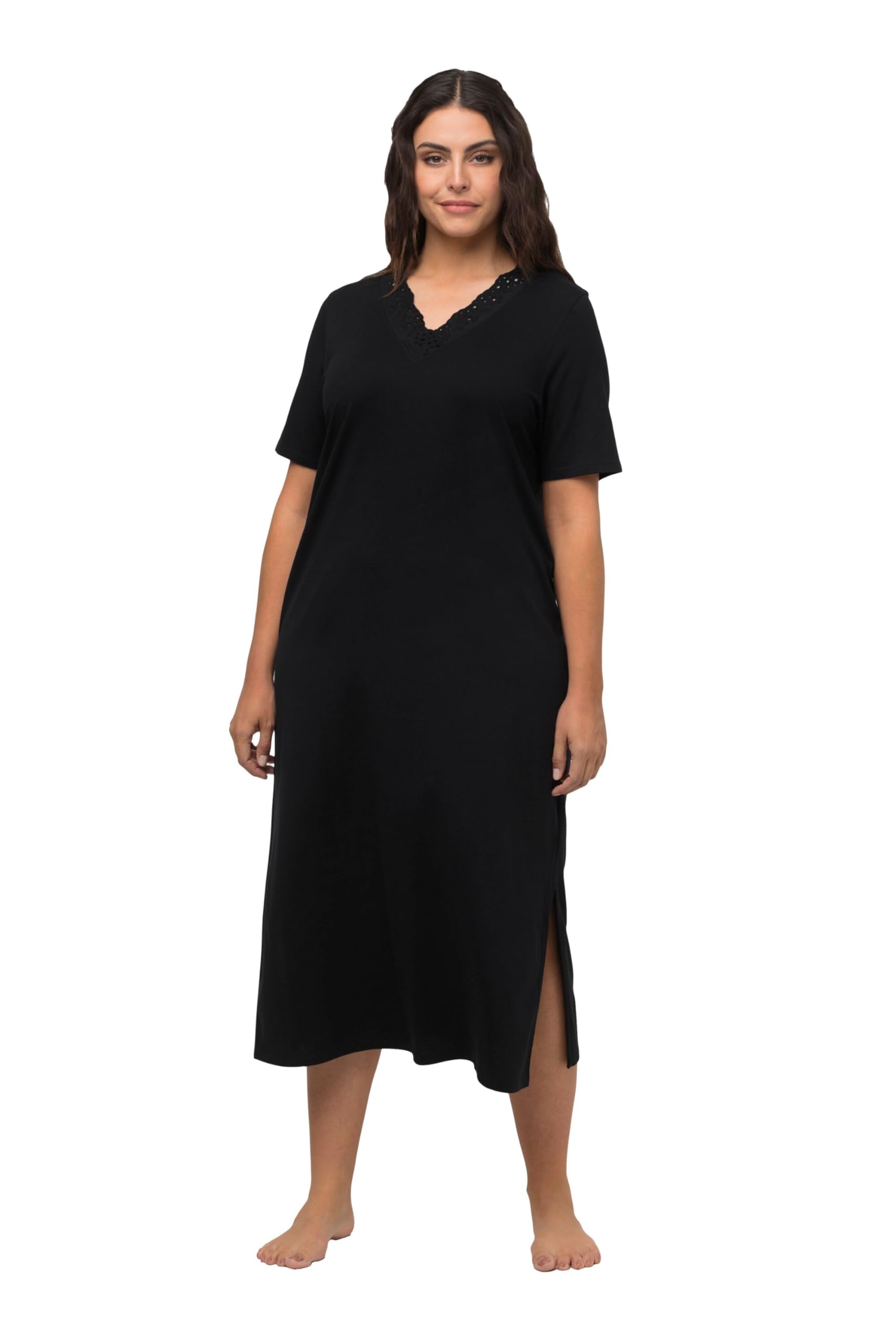 Ulla Popken Women's Nachthemd_804072 Night Shirt, Schwarz, 42+