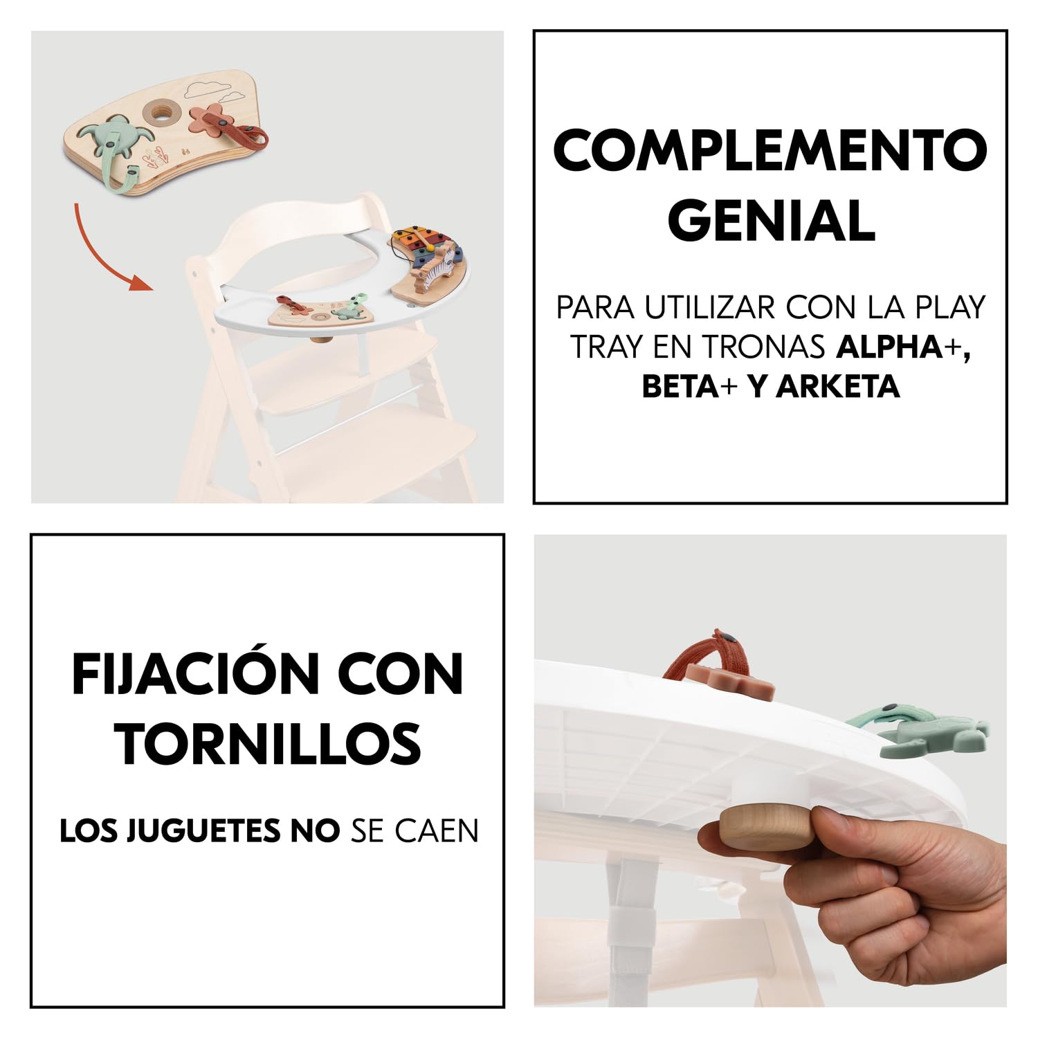hauck Juego Encajables Bebé para Alpha+, Beta+ y Arketa - Puzzle para Niños de Madera y Silicona Alimentaria - Estimula Coordinación Mano-ojo - Juguetes desde 10 Meses - Turtle & Flower