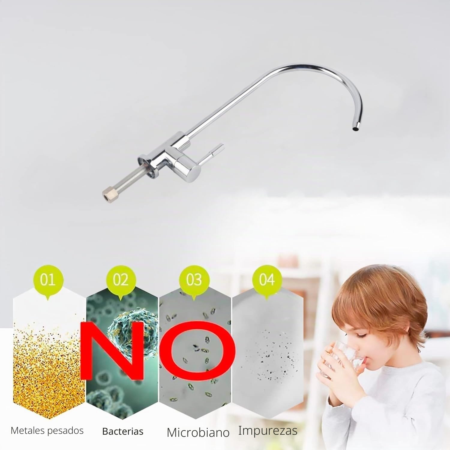 Zerodis Grifo ósmosis inversa de Fregadero 1/4'',para Systems Osmosis Inversa Filtración del Agua