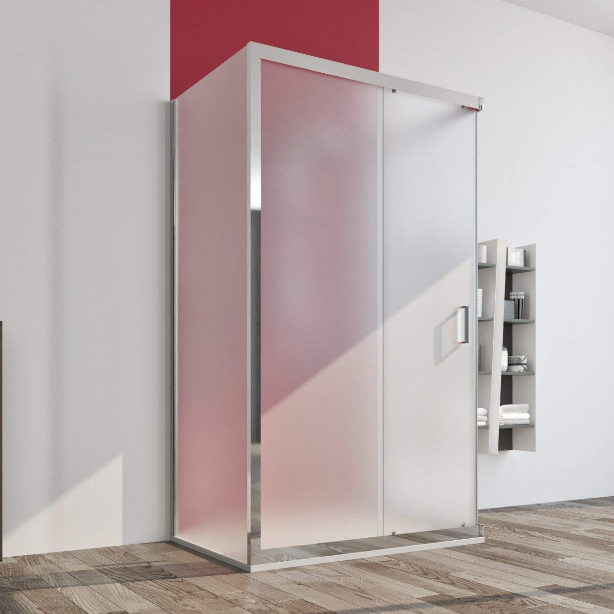 Box doccia cabina 3 tre lati 80x100x80 cm porta scorrevole vetro anticalcare opaco 6mm. Palma