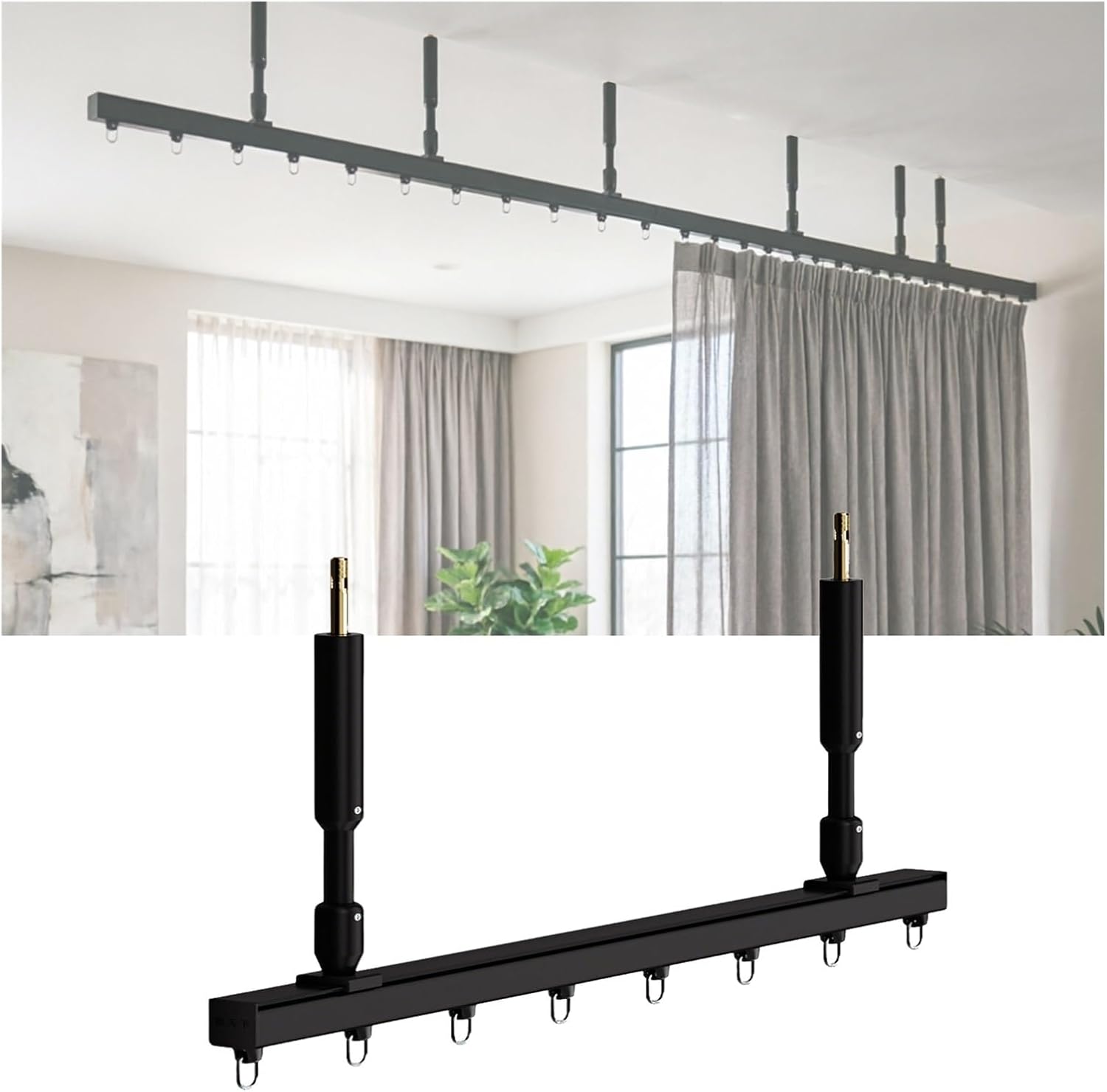 Aluminum Alloy Room Divider Rail, Silent Suspended Curtain Track System With 1M Ceiling Hanging Rod, Smooth Sliding Track For Clothing Store Fitting Room(1200cm)