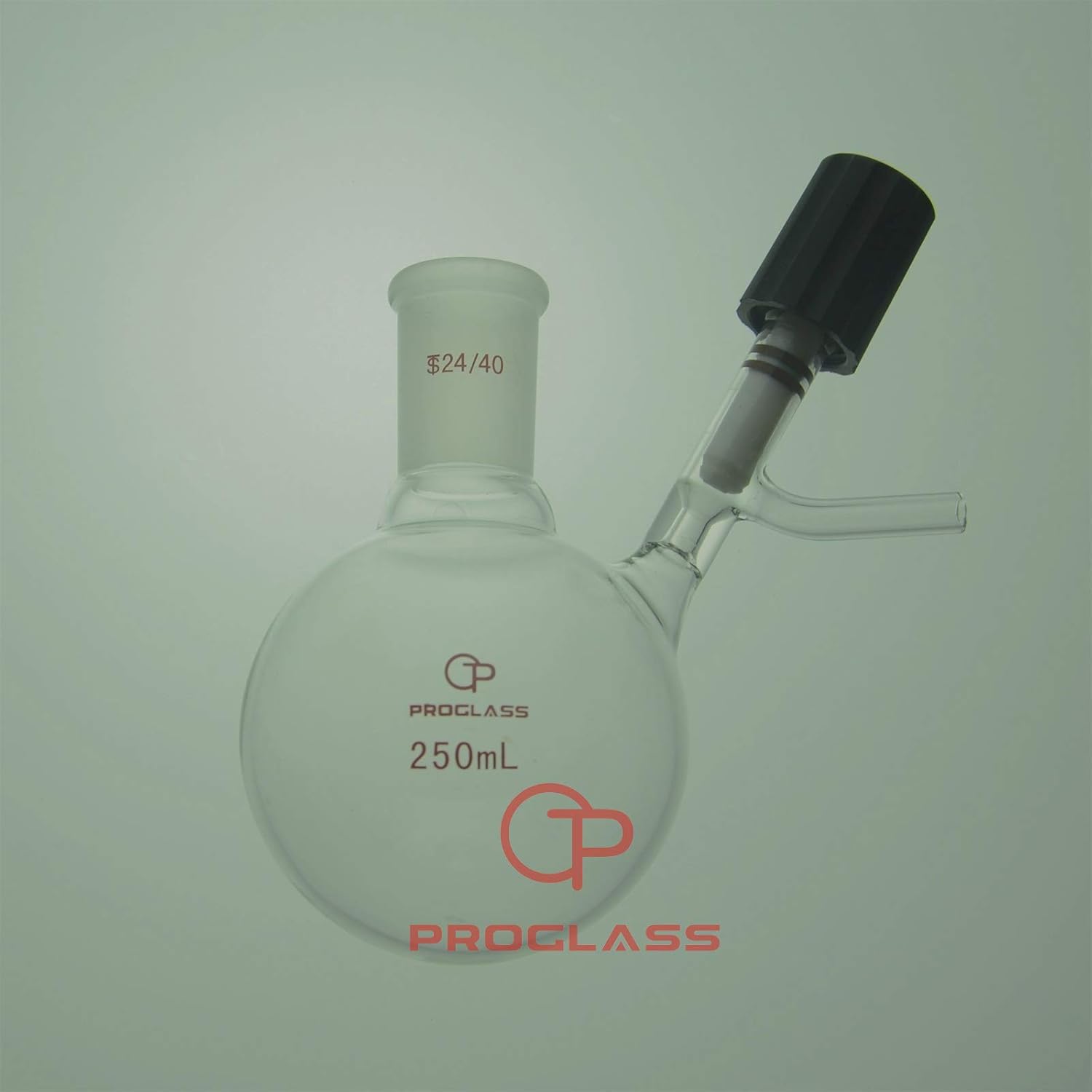 Glass Reaction Flask 250mL with 0-4mm high Vacuum Valve 24/40