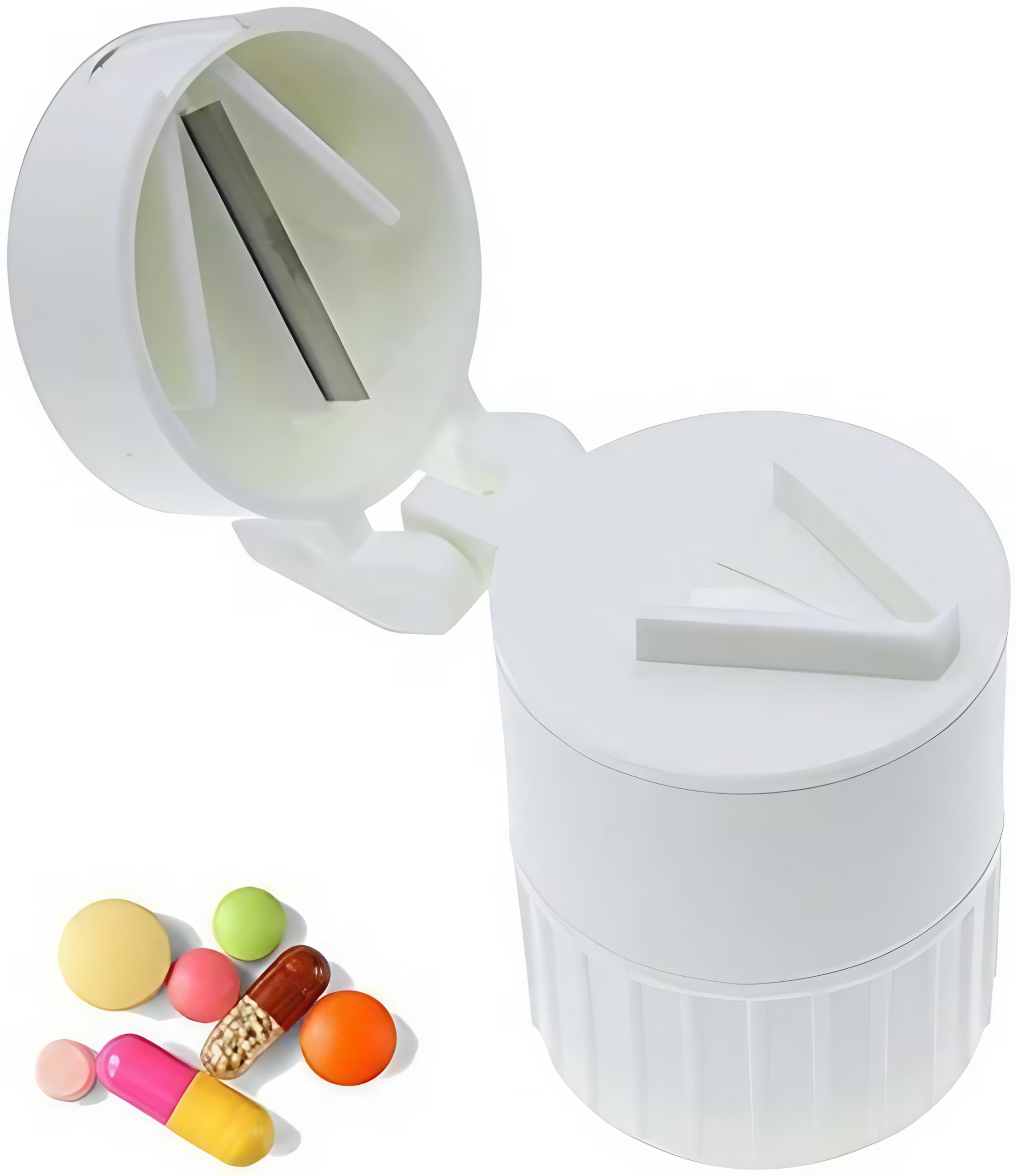 App Life Taglia Pillole 4 in 1 Frantuma/Trita Porta Pillola Bicchiere Portatile