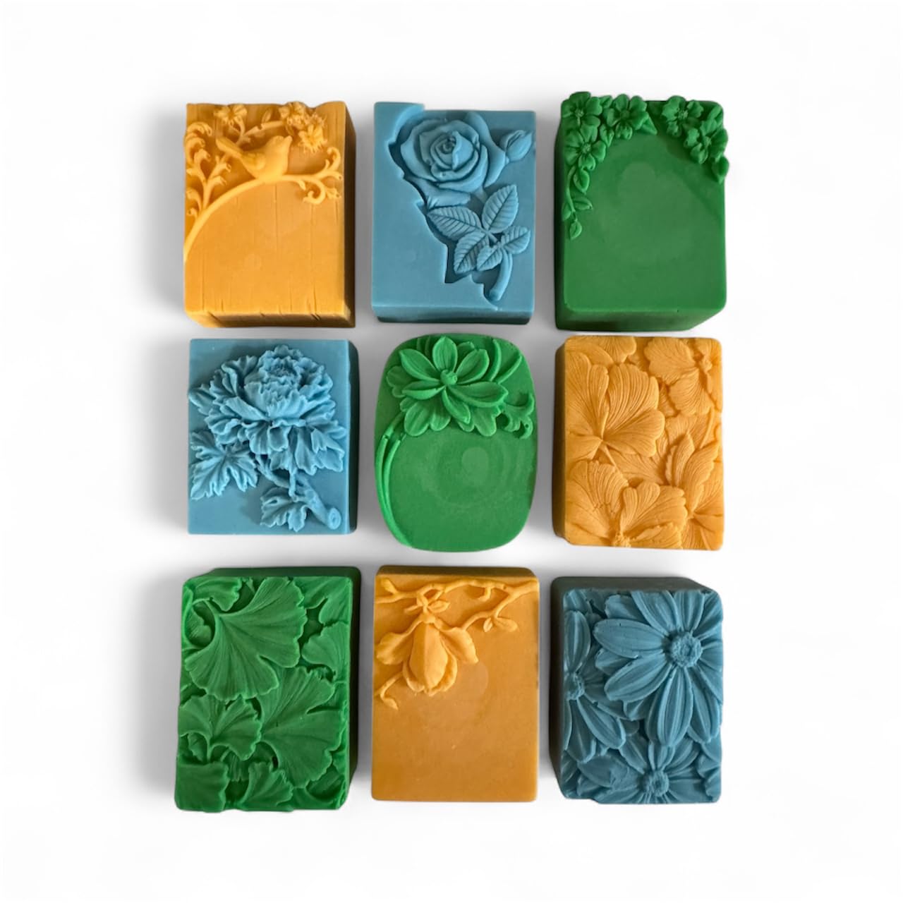 Yezaki Handmade Soap Gift Set 9-Piece Green Soap Natural Soap Bar Handmade Organic Soap Bar Set for Gift Homemade soap Botanical Vegan Non Toxic Made in USA