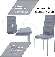 Vista 4 de Juego de mesa y silla de comedor de 5 piezas, juego de mesa de comedor para 4 mesas de cocina con 4 sillas, mesa rectangular de cristal con 4 sillas