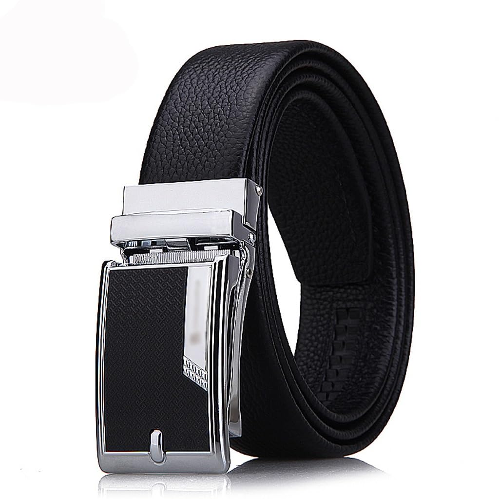 Automatic Buckle Mens Belt Genuine Leather 130cm