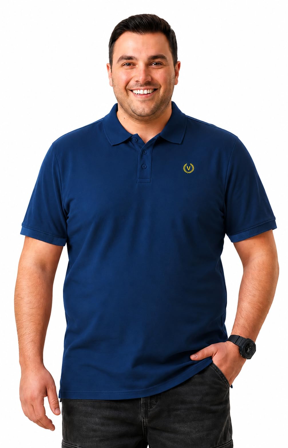 mack jonney Plus Size Men's Solid Polo T-Shirt | Premium Cotton Blend Collared Half Sleeve Regular Fit Casual Polo Tee for Men-MJ-50-picture-14