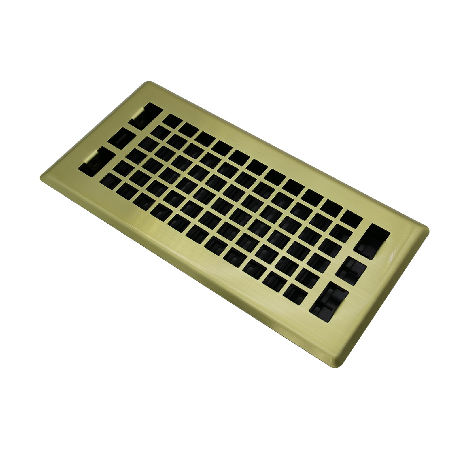 Rejilla de ventilación de suelo de 4 x 12 pulgadas, color dorado cepillado, ajustable, palanca de suministro de aire, rejilla de ventilación para el hogar