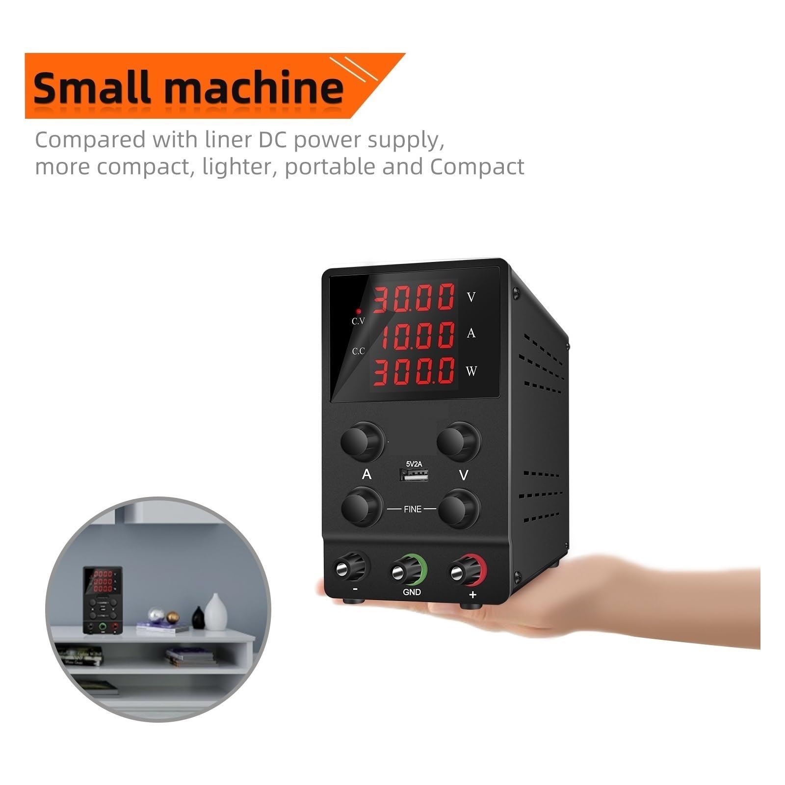 Fuente de alimentación de CC ajustable, fuente de alimentación de banco de laboratorio de 30 V 10 A, fuente de alimentación estabilizada, interruptor regulador de voltaje(030V10A White110)