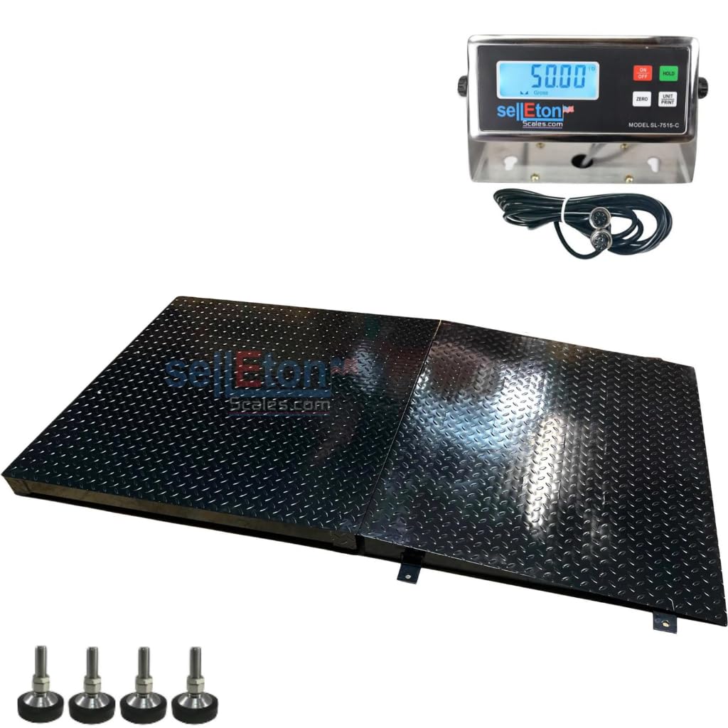 SellEton SL 4x4 5k NN (48" X 48") Industrial Pallet Size Platform Floor Scale For Warehouse Weigh Cap 5000 Lbs X 1 Lb