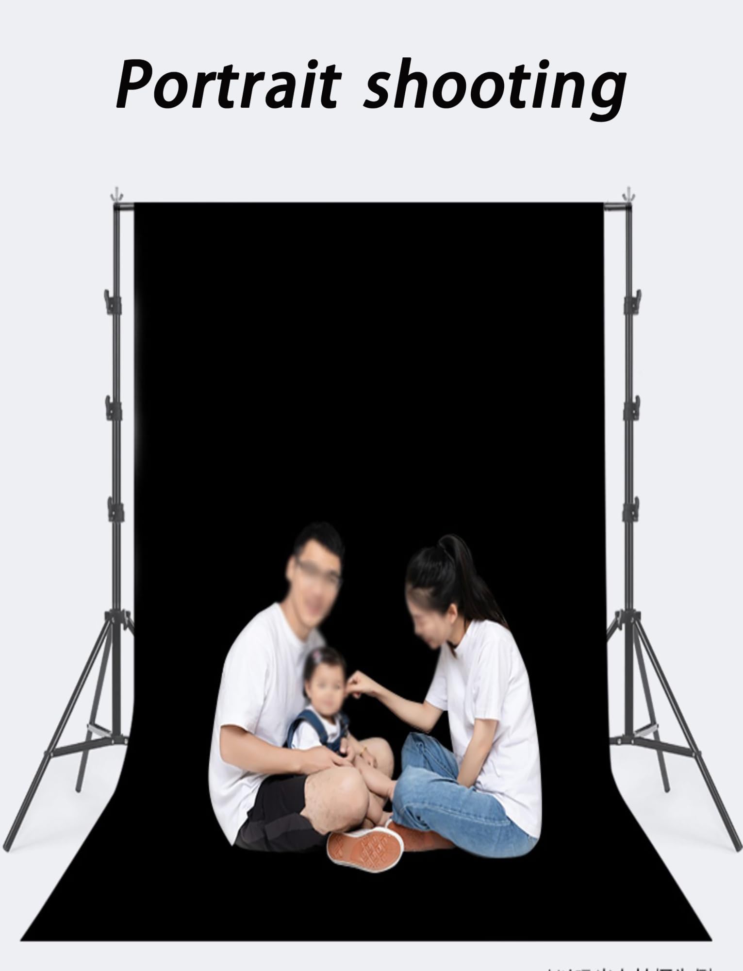 Kolorowe tło fotograficzne, Zestaw czarnego tła fotograficznego ze stojakiem 1,5 x (2-3) m(1.5x2meters)