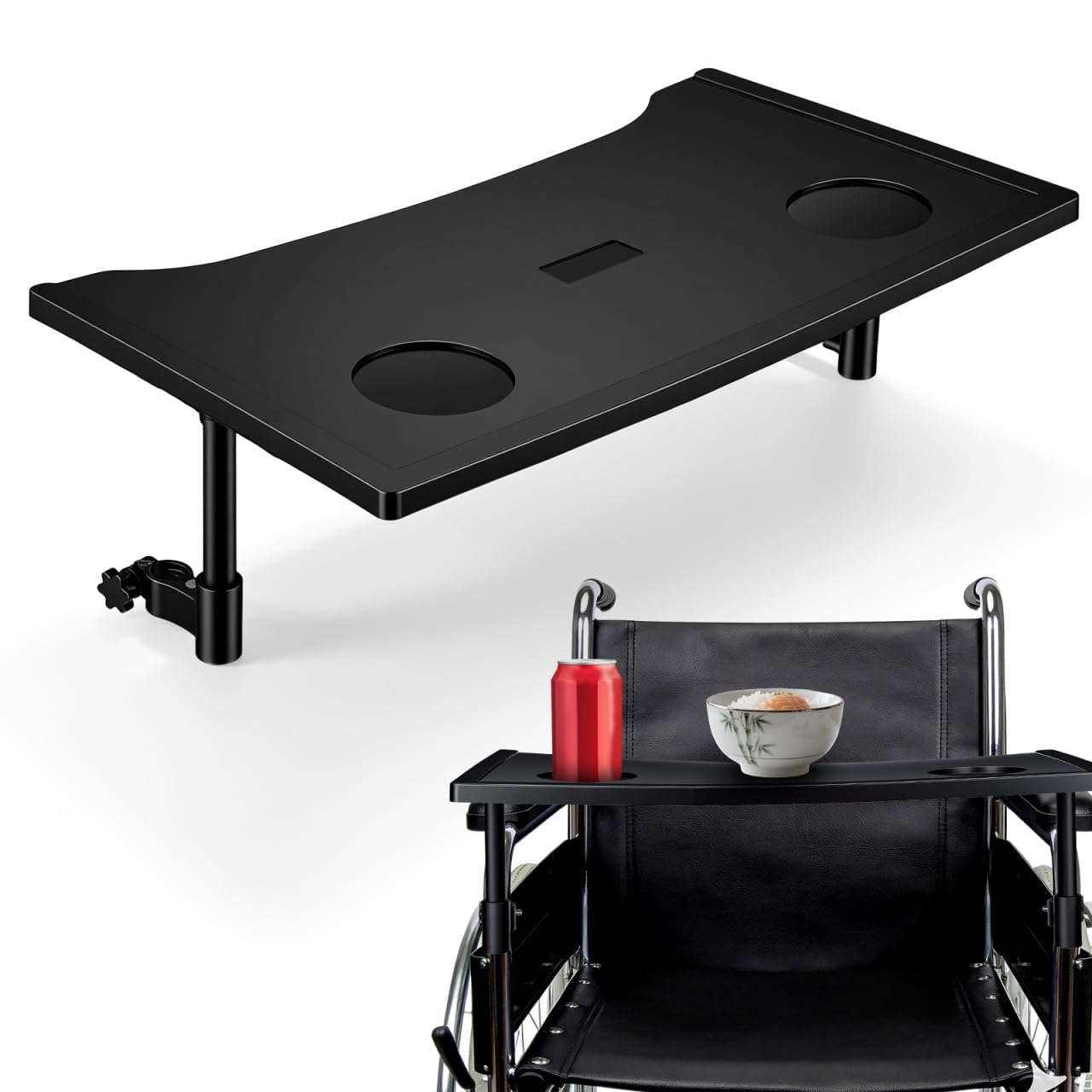 PACKOVE Mesa De Comedor Para Sillas De Ruedas Bandeja Ligera Portátil Para Comer Con Portavasos Para Exteriores y Camping