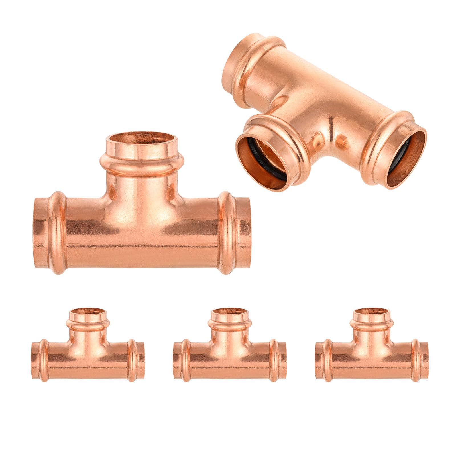 Paquete de 5 Conectores en T de Cobre, Conector de derivación en T de Tres vías de 1 Pulgada P x P x para líneas de distribución de Agua.