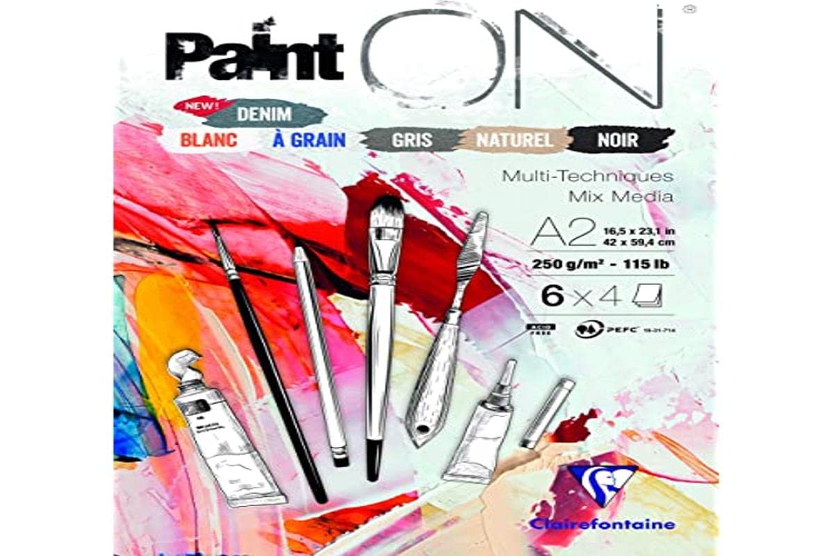 Clairefontaine 975412C - Zeichenblock PaintOn mit 24 Blatt 42x59,4 cm 250g sortierte Farben