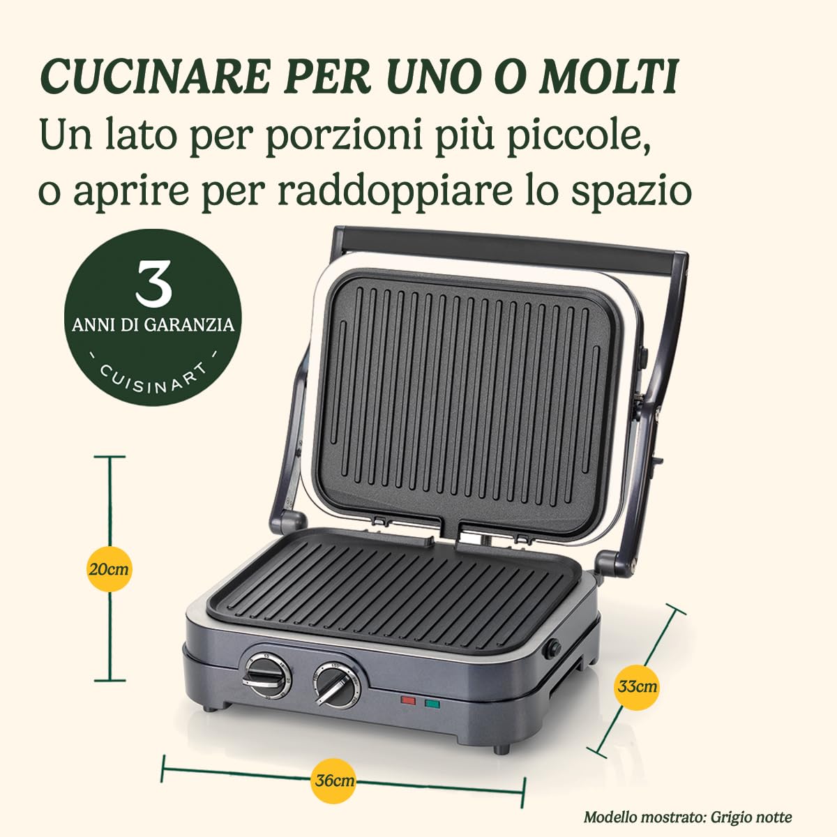 Cuisinart GR47BE Grill Piastre anti-aderenti rimovibili e lavabili in lavastoviglie, Temperatura fino a 240°C, Utilizzabile chiusa o aperta, Raccogli olii integrato nella base, blu