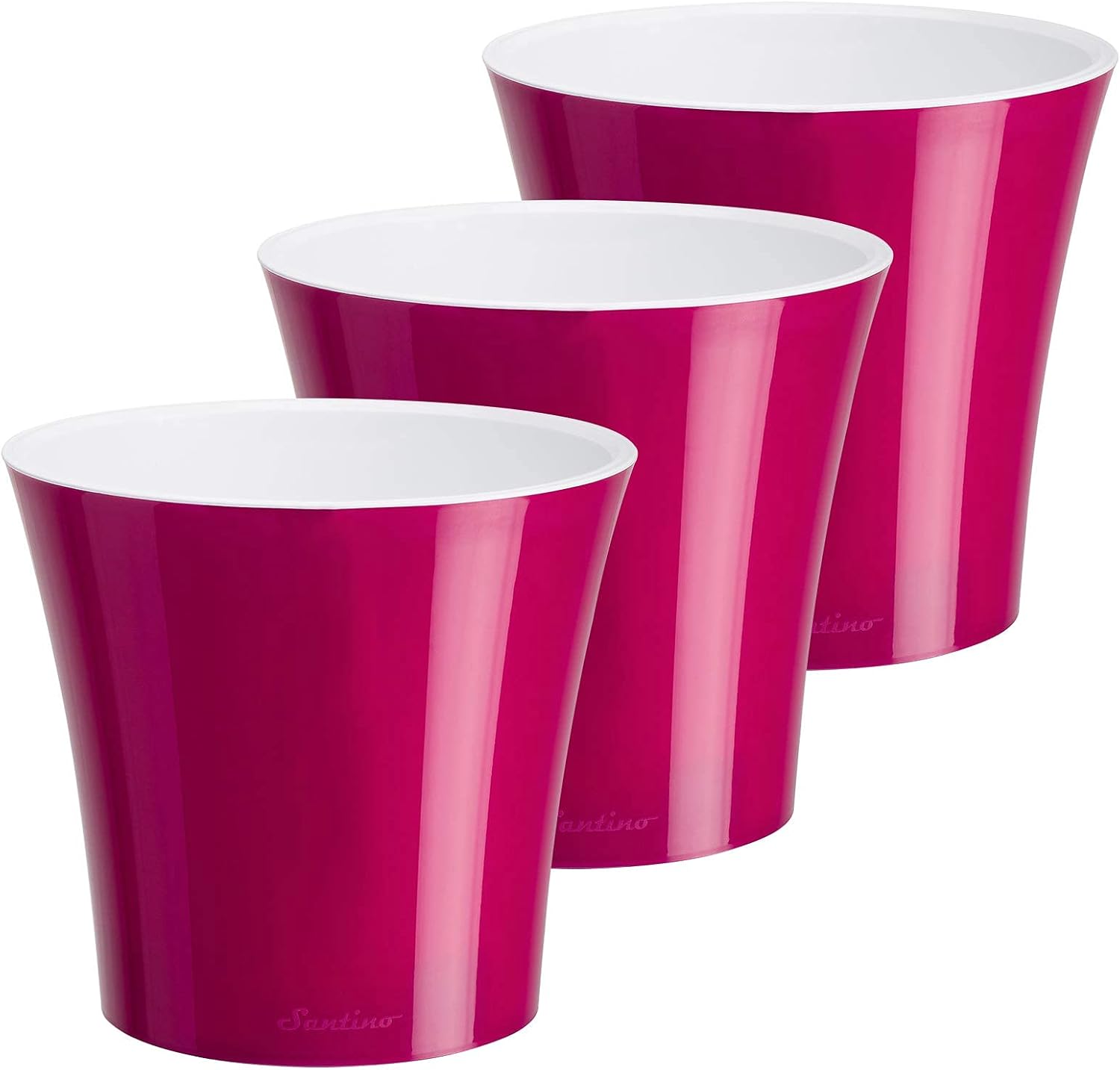 DECOPOTS 3 Pack Pots for Plants | 5.3 Inch | Self Watering Purple Plant Pots Planter | Indoor Flower Pot | Plastic Flower Pots with Drainage for All House Plants (Diameter 5.3", Purple - White)