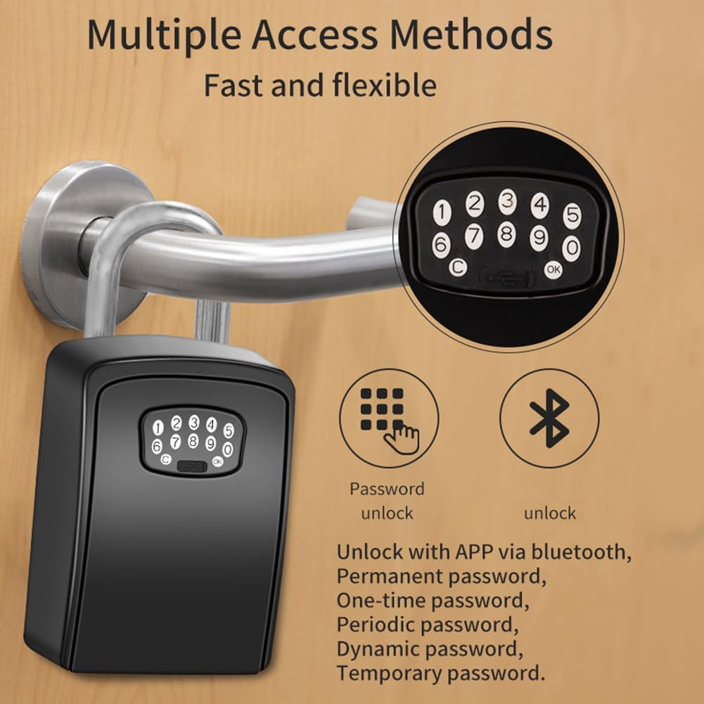 TUYA Smart Key Box BoîTe de Verrouillage de Stockage Bluetooth Smart Life App Support Mural SéCurité Antivol Lockbox-Mot de Passe