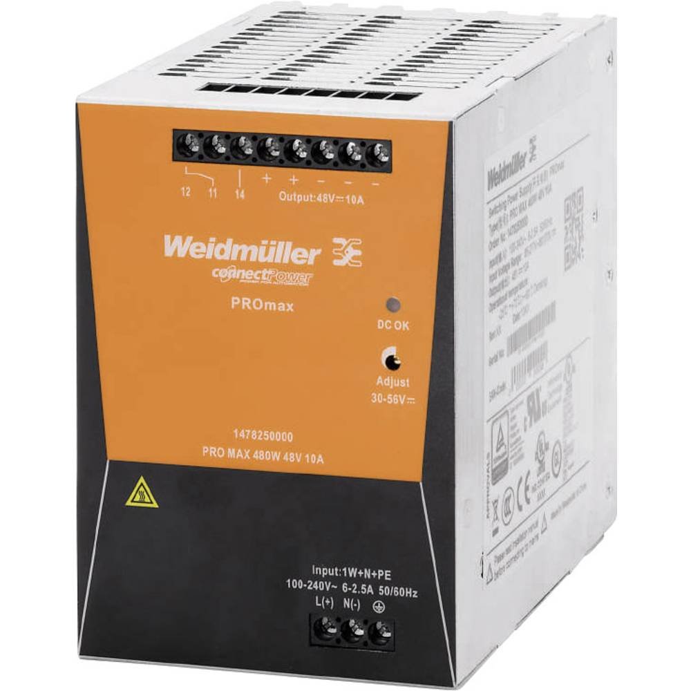 Alimentation 48V 10A Weidmuller Pro Max bloc électrique rail DIN 480W