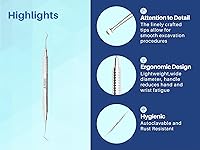 Vista 3 de ARTMAN INSTRUMENTS Juego de 3 excavadoras dentales – Excavadoras de cuchara de doble extremo de 0.059 in y 0.079 in con mango antideslizante