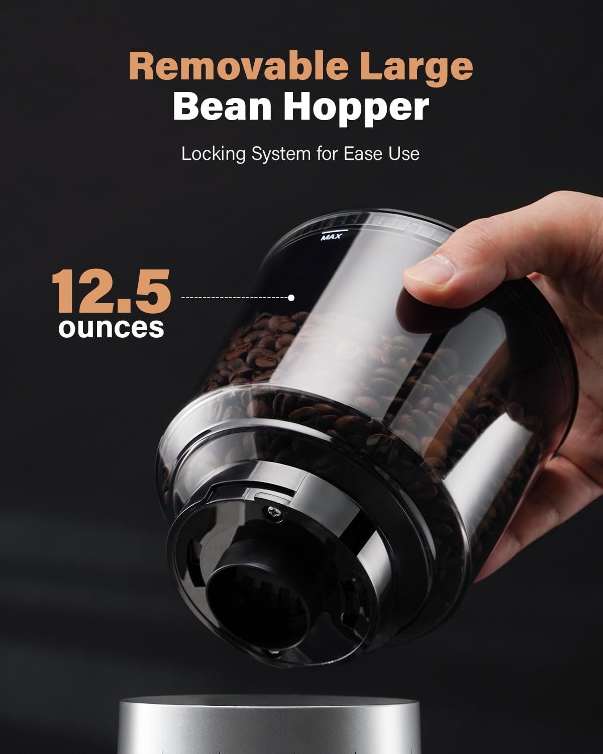 KIDISLE - Molinillo de café cónico eléctrico, molinillo de café para uso doméstico, molino de rebabas con 51 ajustes de molienda, temporizador electrónico de precisión, recipiente de acero inoxidable