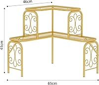 Vista 3 de JEROAL 2 Tier Metal Kitchen Corner Rack, Over Sink Organizer Shelf, Bathroom Vanity Countertop Storage, Space Save Balcony Window Plant Shelf Riser