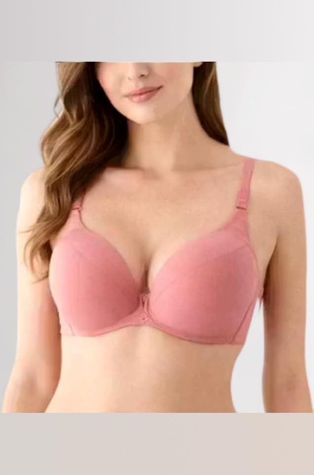 Women’s Lightly Padded Underwired T-Shirt Bra | Full Coverage | Adjustable Straps | Everyday Comfort Bra Pink