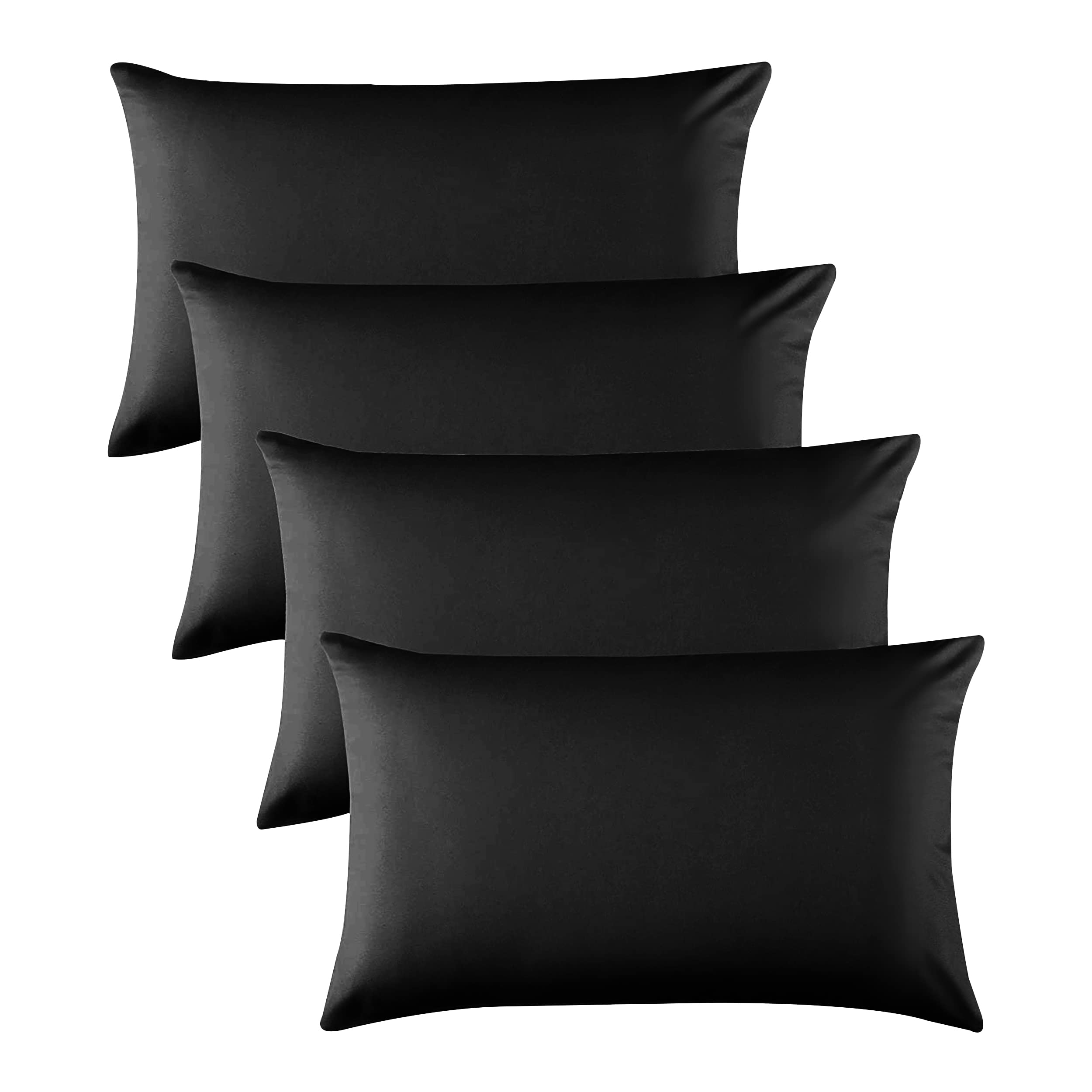 Hafaa Pillow Cases 4 Pack – Easy Care Soft Brushed Microfiber Black Pillow cases - Wrinkle, Fade, Stain Resistant with Envelope Closure Bed Pillow Covers Protectors, 50x75 cm — image 1