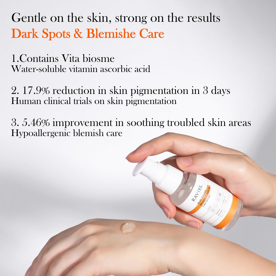 RAVIEL Multi Vitamin Dark Spot & Blemish Care Face Brightening Serum for All Skin Types Dry, Sensitive, Dark Spot Remover - Image 3