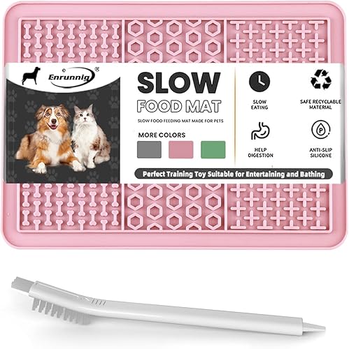 Alfombrillas para lamer perros y gatos, alimentador lento y diseño antideslizante, tapete para lamer con ventosas para aliviar la ansiedad del