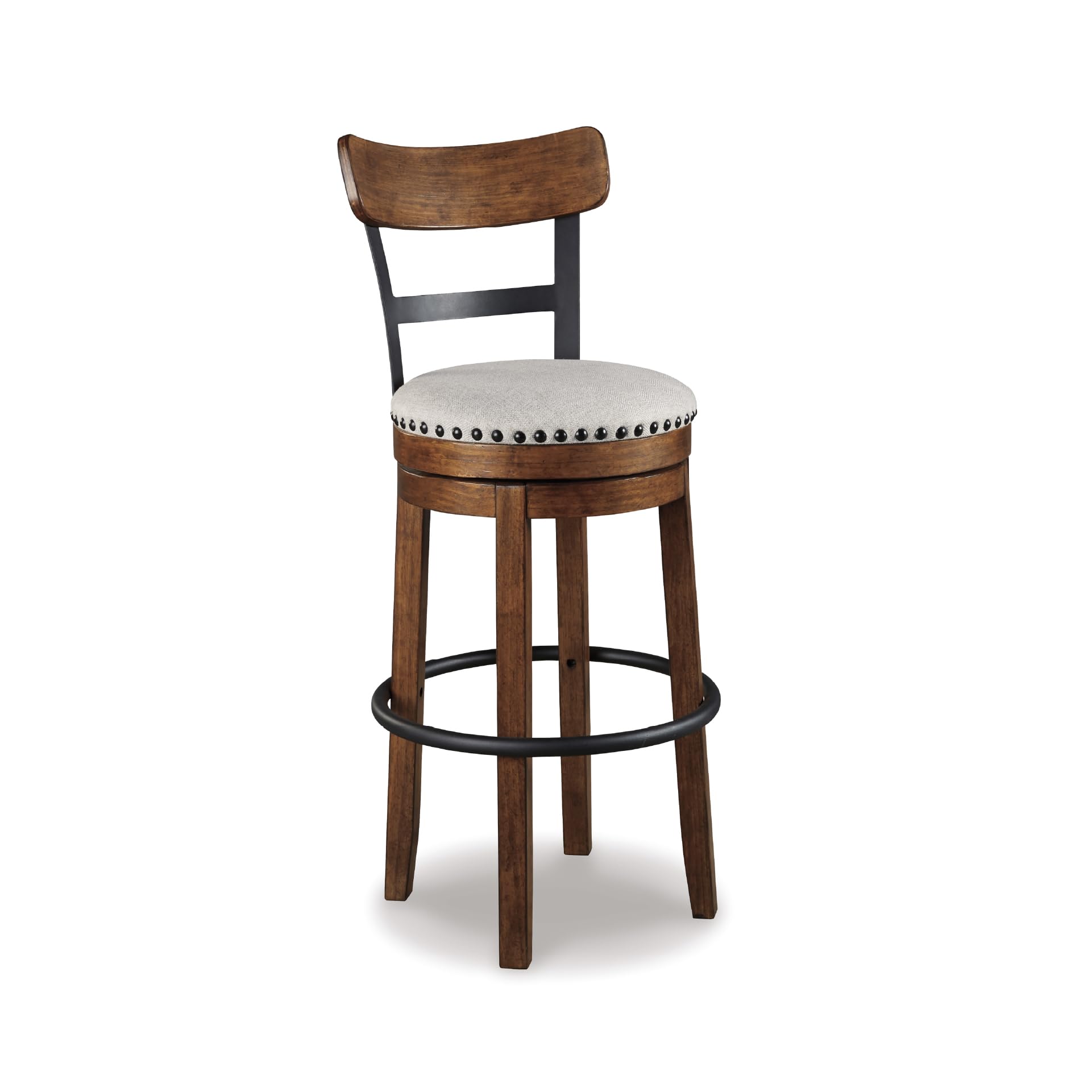 Ashley Furniture Signature Design - Valebeck Tall Upholstered Swivel Barstool - Casual Style - Light Brown
