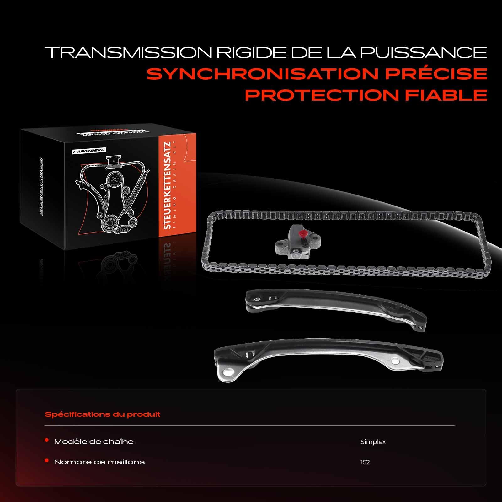 Frankberg Kit de chaîne de distribution 130C12345R | Compatible avec: Pulsar Hatchback C13, Autobus NV200/Evalia, Tiida Berline SC11, M.e.g.a.n.e IV Hatchback B9A/M/N
