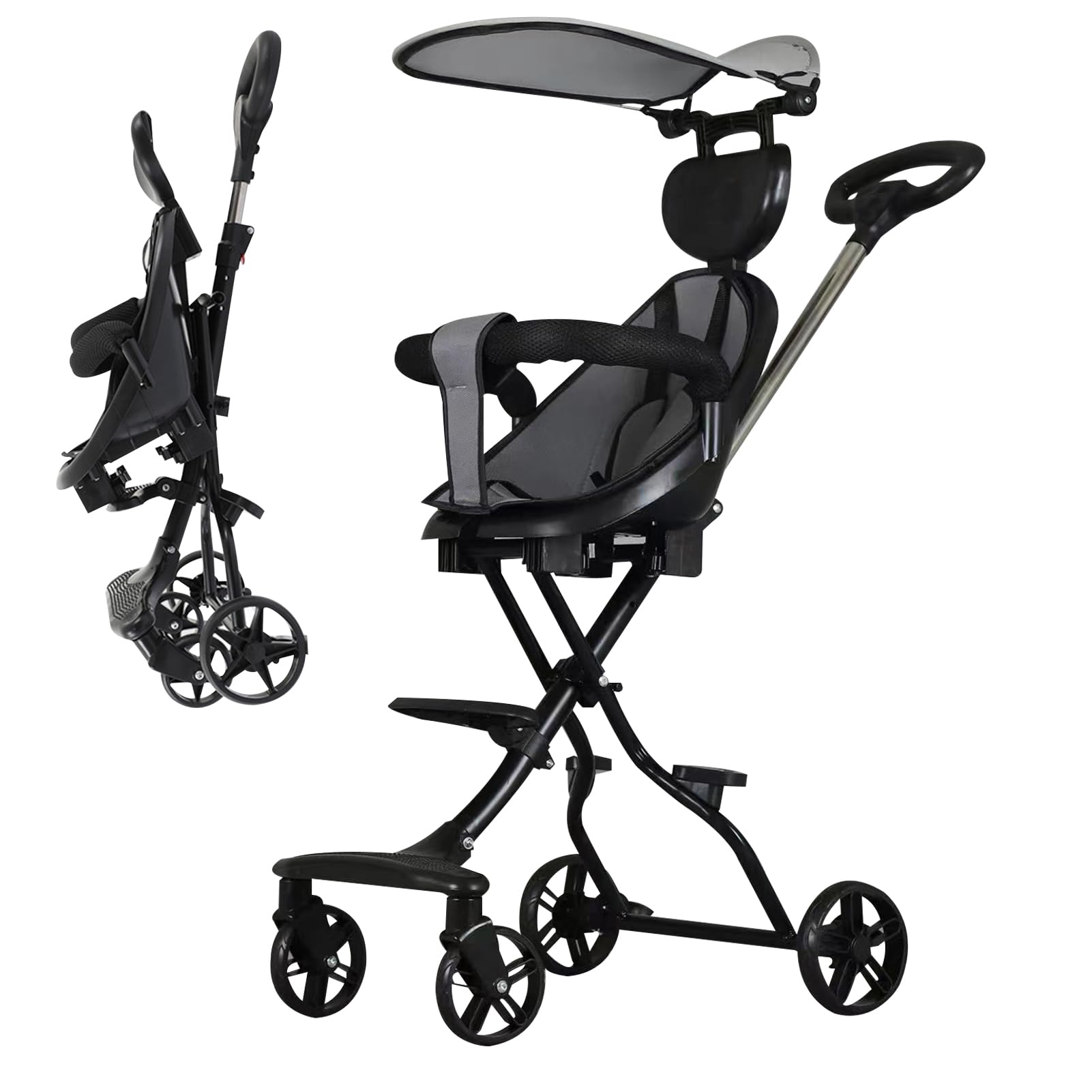 Beauenty Lightweight Travel Stroller, Kids Travel Stroller, Autofold Baby Stroller with Adjustable Multi-Position Seat and Awning(Style 3)