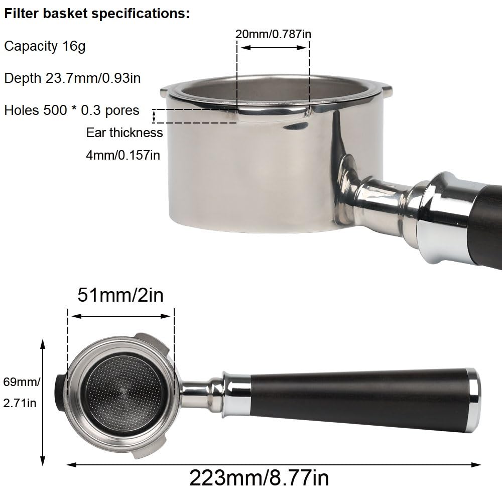CAPFEI Druckfilterkorb 51 Mm – Aus Edelstahl, Für Gevi/Capresso/Mr. Coffee Espressomaschinen