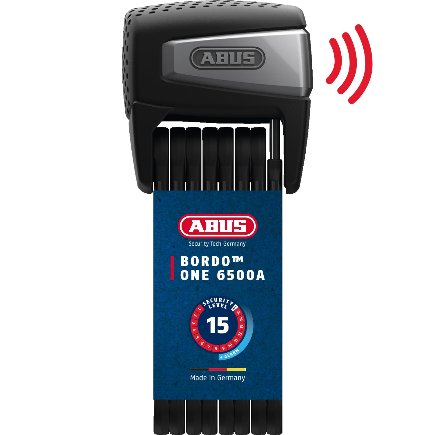 ABUS Faltschloss BORDO One™ 6500A - Smartes Fahrradschloss mit Alarm - schlüsselloses Öffnen per Smartphone und Smartwatch - inkl. Fernbedienung und Halter